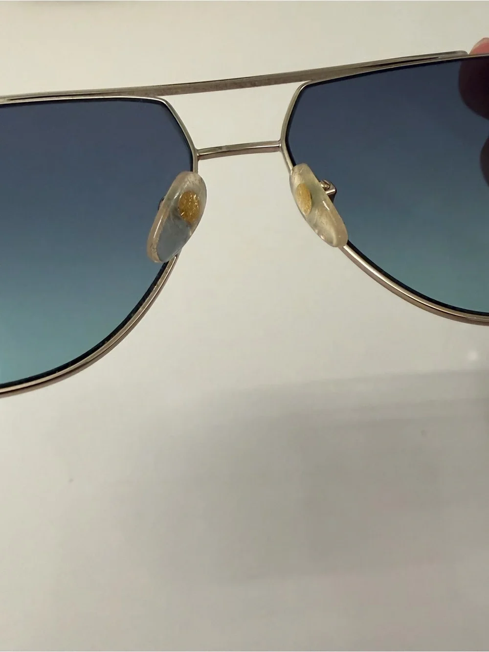 Marc Jacobs Gold Frame Sunglasses with Blue-Green Gradient Lenses